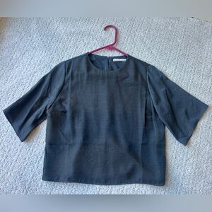 NWT - Abercrombie & Fitch Charcoal Gray silk Top button up back